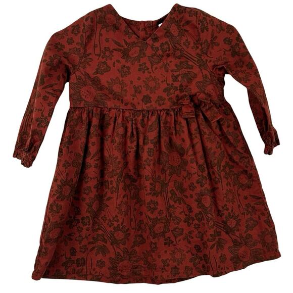 Carters Baby Long Sleeve Floral Maxi Dress Brown Boho Holiday Girl Size 12mo - Picture 1 of 5